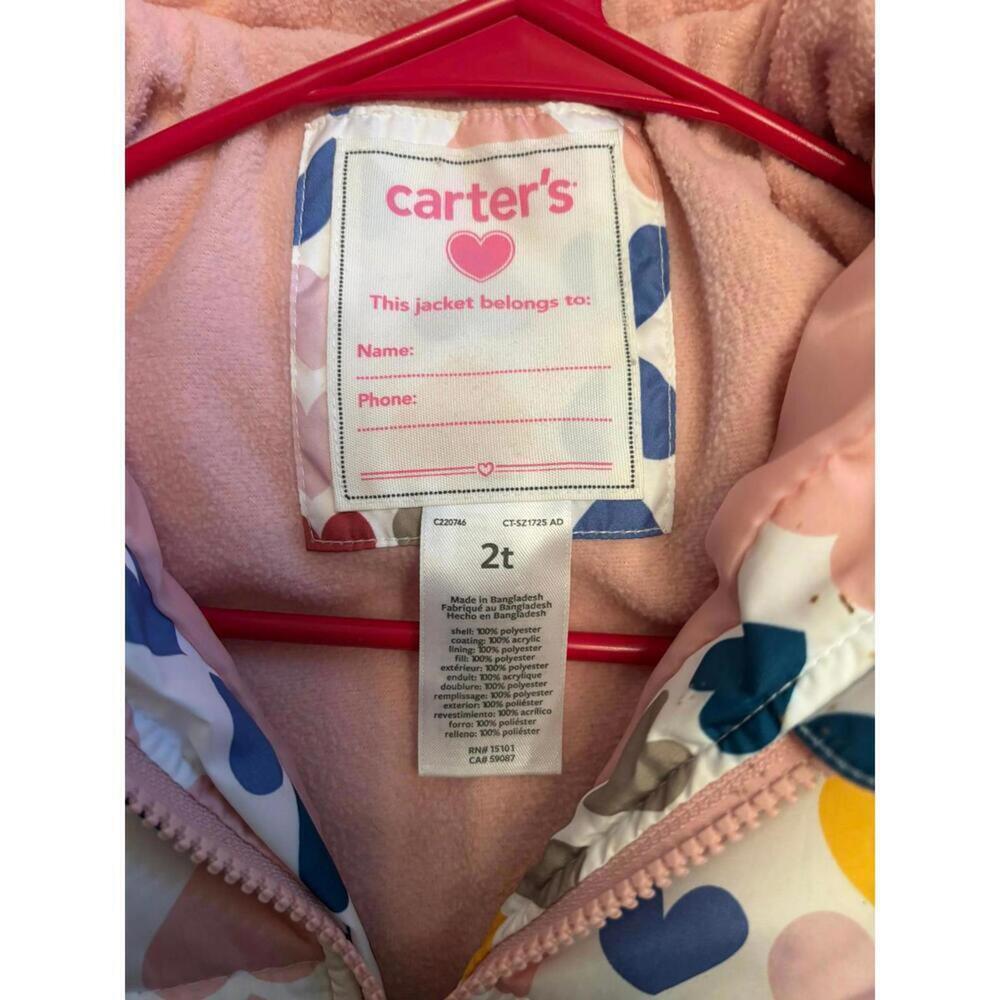 Carter's 2T Hooded Puffer Coat Jacket - Picture 3 of 5